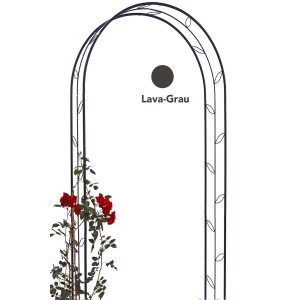 Rosenbogen Tabac in Lava-Grau, Metall, mit Rosen bepflanzt, Gartendekoration.