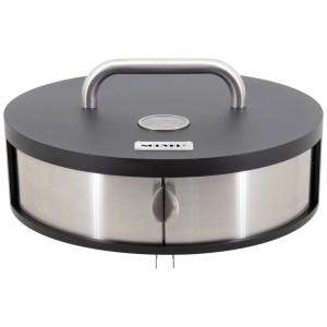 Boîte à pizza Nouvel en métal noir avec poignée et thermomètre. Ustensile de grill pour pizza.