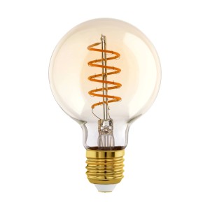 Lampadina LED a globo dimmerabile Eglo E27, 4W, con luce bianca calda e attacco color oro.