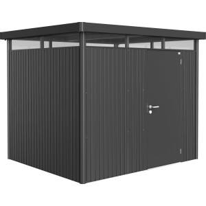 Abri de jardin Biohort HighLine, gris foncé métallisé, 5,6 m² avec porte simple.