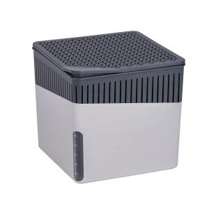 Wenko Déshumidificateur Cube, gris clair, 500g, réduit l'humidité et prévient les moisissures.