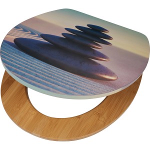 baliv Sedile WC Holena con motivo pietre sulla spiaggia, anima in legno e chiusura ammortizzata.