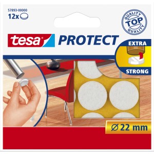 Tesa feltrini, rotondi, bianchi, 22 mm, per proteggere mobili e pavimenti.