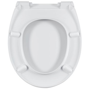 Sedile WC Diaqua Barbana bianco con chiusura rallentata, in duroplast, vista dall'alto.