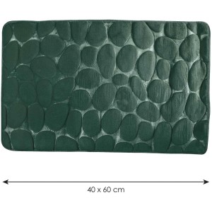 Tappeto bagno verde MSV Pebbles 40x60 cm con design a ciottoli per bagno.