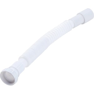 Siphon flexible blanc, 38,9 mm, utilisation flexible pour la prévention des odeurs dans les systèmes d'eaux usées.
