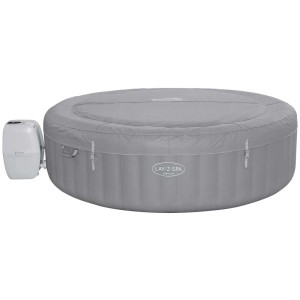 Bestway Lay-Z-Spa Grenada Airjet, spa gonflable gris clair avec pompe.