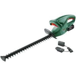 Taille-haie sans fil Bosch EasyHedgecut 18-45 avec batterie et chargeur.