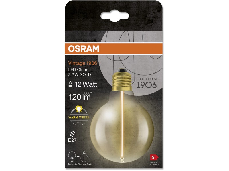 Osram Lampadina LED 1906 Globeform E27 Bianco caldo 2,2 W / 120 lm