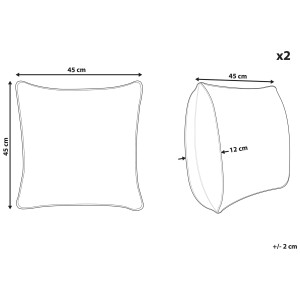 Coussins de jardin Beliani Pavelli, lot de 2, motif feuilles, coussins d'extérieur verts avec dimensions.