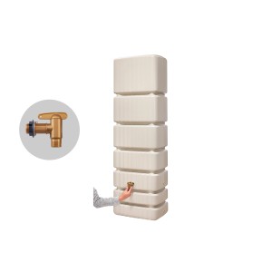 Serbatoio da parete 4rain Slim 350 l color sabbia con rubinetto. Serbatoio acqua piovana slim per irrigazione giardino.