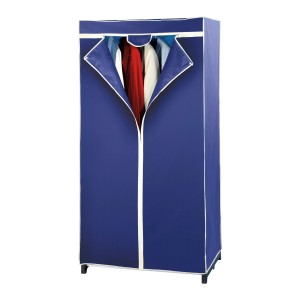 Armadio Wenko Air in tessuto non tessuto, blu, 75x150x50 cm, con cerniera e appendiabiti.