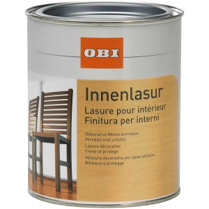 Lasure d'intérieur OBI, bouleau, pot de 375 ml. Lasure pour bois, usage intérieur.