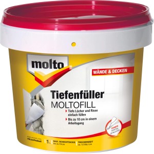 Molto Tiefenfüller Moltofill 1L im Eimer, gebrauchsfertiger Wand- und Deckenspachtel für tiefe Löcher.