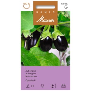 Sachet de graines d'aubergine Ophelia F1 : Mini aubergines sur la plante.