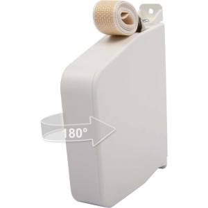 Enrouleur Schellenberg Maxi blanc pivotant avec sangle de volet roulant beige.