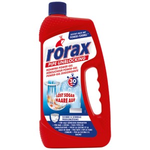 Rorax Disgorgante Power-Gel, flacone da 1 l per la rimozione di ostruzioni.