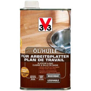Dose Holz-Öl farblos, 500ml, für Arbeitsplatten in Küche und Bad. Schützt vor Feuchtigkeit.