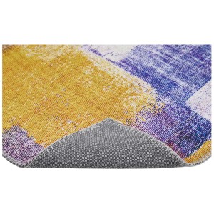Tappeto moderno Andiamo Bonum Multi, 80x150 cm, con motivo astratto in giallo e blu.