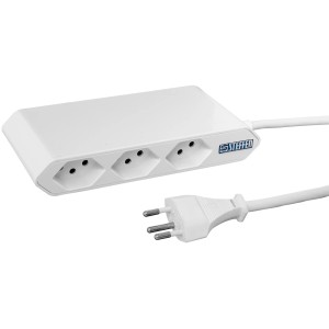 Multiprise blanche Steba IQ avec 6 prises de type 13 et protection contre les surcharges, câble de 1,5 m.