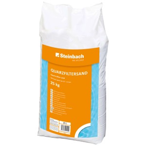 Sac de sable de filtration au quartz Steinbach, granulométrie 0,7-1,2 mm, 25 kg, pour systèmes de filtration de piscine.