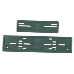 Set di cornici per targa nere in plastica, 30x8 cm e 50x11 cm, per esterni.