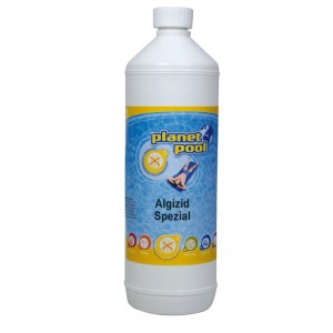 Bouteille d'Algizid Spezial, liquide et sans mousse pour la désinfection de piscine.