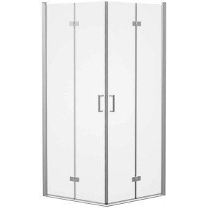 Cabine de douche d'angle Baliv DUK-90.70E avec cadre chromé et portes pliantes, 90x90x195 cm.