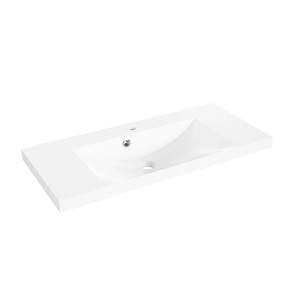 Vasque en marbre minéral blanc Pelipal, 99x45cm, pour salles de bains modernes.