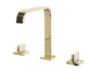 Wasserhahn Kagera 3-Loch-Waschtischarmatur Messing Gold Wasserhahn Kagera 3-Loch-Waschtischarmatur Messing Gold