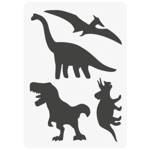 I am Creative Design-Schablone mit Dinosaurier-Motiven, Malzubehör für Kinder, Kunststoff, Weiss.
