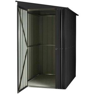Abri de jardin M 4x6 anthracite ouvert (178x113x172 cm) pour outils.