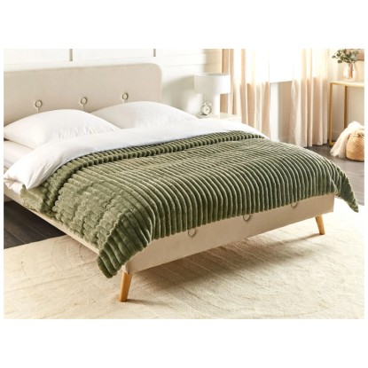 Beliani Copriletto Rakya Pelliccia Verde 200 x 220 cm