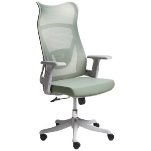 Chaise de bureau Beliani Bard verte avec dossier en maille respirante, assise, accoudoirs réglables et roulettes.