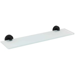 Mensola in vetro Wenko Bosio, nero opaco, larghezza 46,5 cm. Ripiano bagno in vetro con staffa in acciaio inox.