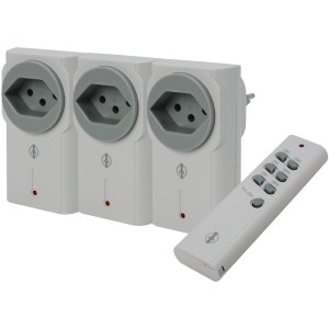 Intertechno Funk-Adapter Set mit 3 Schaltern und Handsender, weiss. Hausfunksteuerung für Ihr Zuhause.