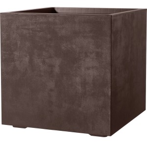 Pot de fleurs carré marron Deroma Millennium avec roulettes, 49x49x49 cm.