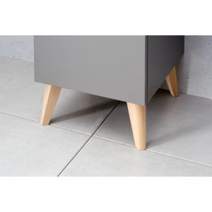 Pelipal Jeu de pieds Quickset 357 Chêne : Pieds en bois sous meuble de salle de bain gris pour montage au sol.