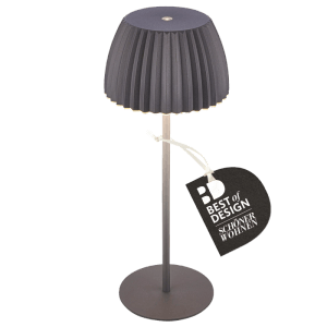 Lampada da tavolo a batteria Brilo Riffle dimmerabile in antracite con funzione touch. Lampada di design per soggiorno e balcone.