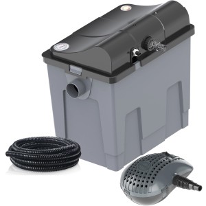 Heissner FPU 10100 set filtro per laghetto con chiarificatore UVC, pompa e tubo flessibile per laghetti fino a 10.000 l.