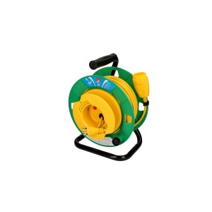 Enrouleur de câble de jardin jaune-vert 25 m type 13 pour extérieur.