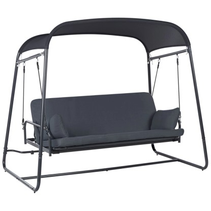 Beliani Dondolo da giardino Marsciano in acciaio grigio scuro 182 x 217 x 129 cm