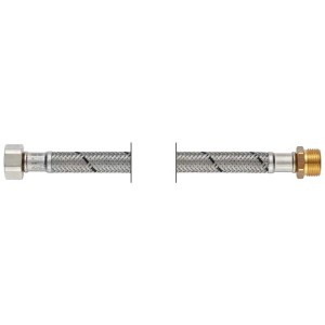 Tuyau de raccordement Flexo DN8, 50 cm, avec tresse en acier inoxydable et raccords 3/8 pouce.