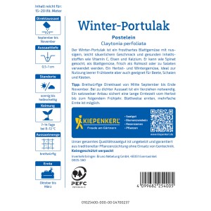 Sachet de graines de pourpier d'hiver Kiepenkerl avec instructions de semis.