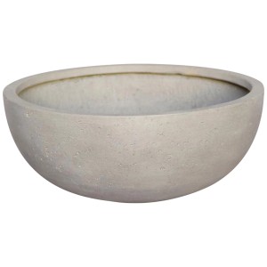 Coupe à plantes grise Poroso, Ø 42,5 cm, en fibre d'argile aspect béton pour l'extérieur.