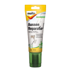 Tube Molto Reparatur Moltofill Enduit extérieur 330g jaune pour murs et maçonnerie.