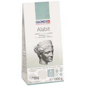 Alabit Plâtre à modeler 1kg, blanc, pour couler des modèles et des reliefs en loisirs créatifs.