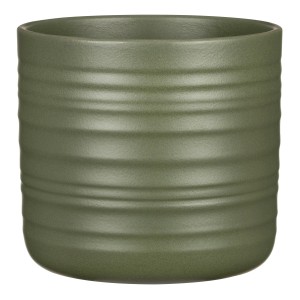 Scheurich vaso Cottage, Ø 12cm, verde bosco, vaso in ceramica con scanalature orizzontali.