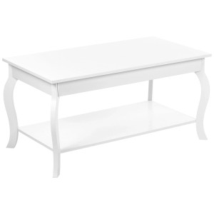 Tavolino da caffè bianco Beliani Hartford con ripiano, MDF, 50x101x55 cm.