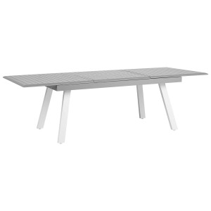 Tavolo da giardino allungabile Beliani Pereta grigio (175/255x100 cm) con gambe bianche.